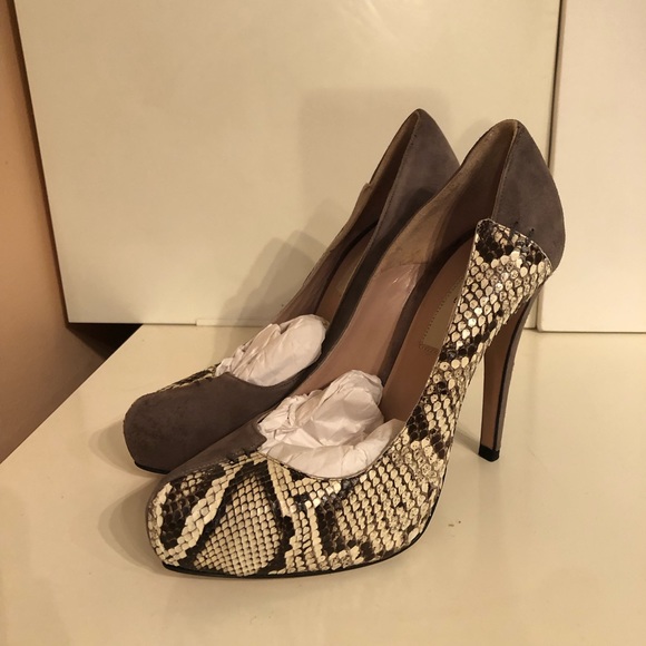 GIANNI MARRA Platform Snakeskin Grey Suede Pump Y2K - Picture 12 of 15